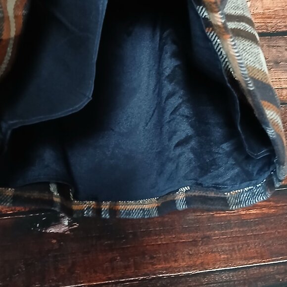 Lulus Mini Skirt XL Mad For Plaid Soft Flannel Lined Side Zip Cream Navy - Picture 4 of 9